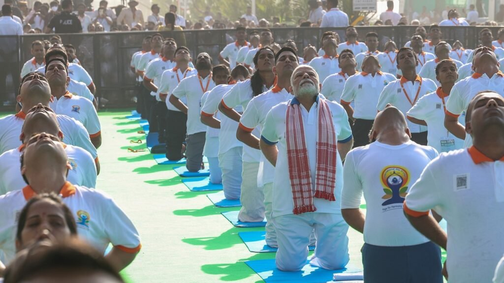 PM Modi Joins International Yoga Day Celebrations in Visakhapatnam; 25,000 Tribal Students Perform 108-Minute Surya Namaskars at Andhra University