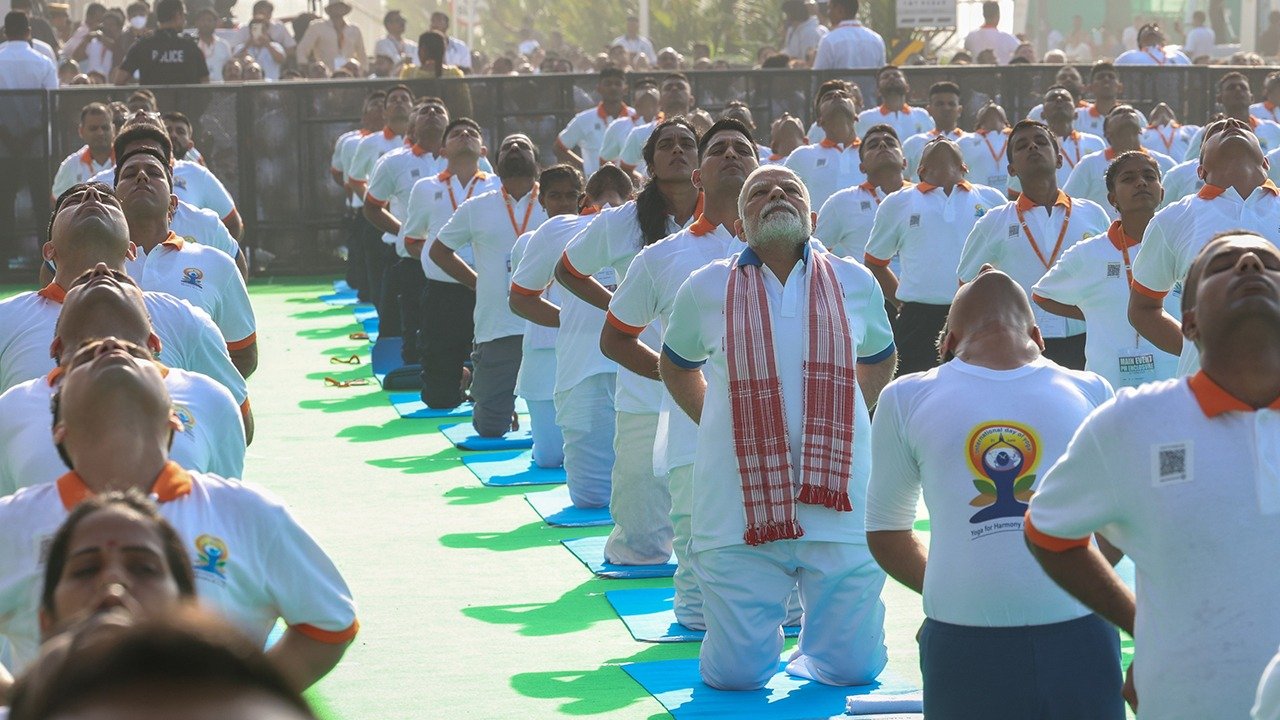 PM Modi Joins International Yoga Day Celebrations in Visakhapatnam; 25,000 Tribal Students Perform 108-Minute Surya Namaskars at Andhra University