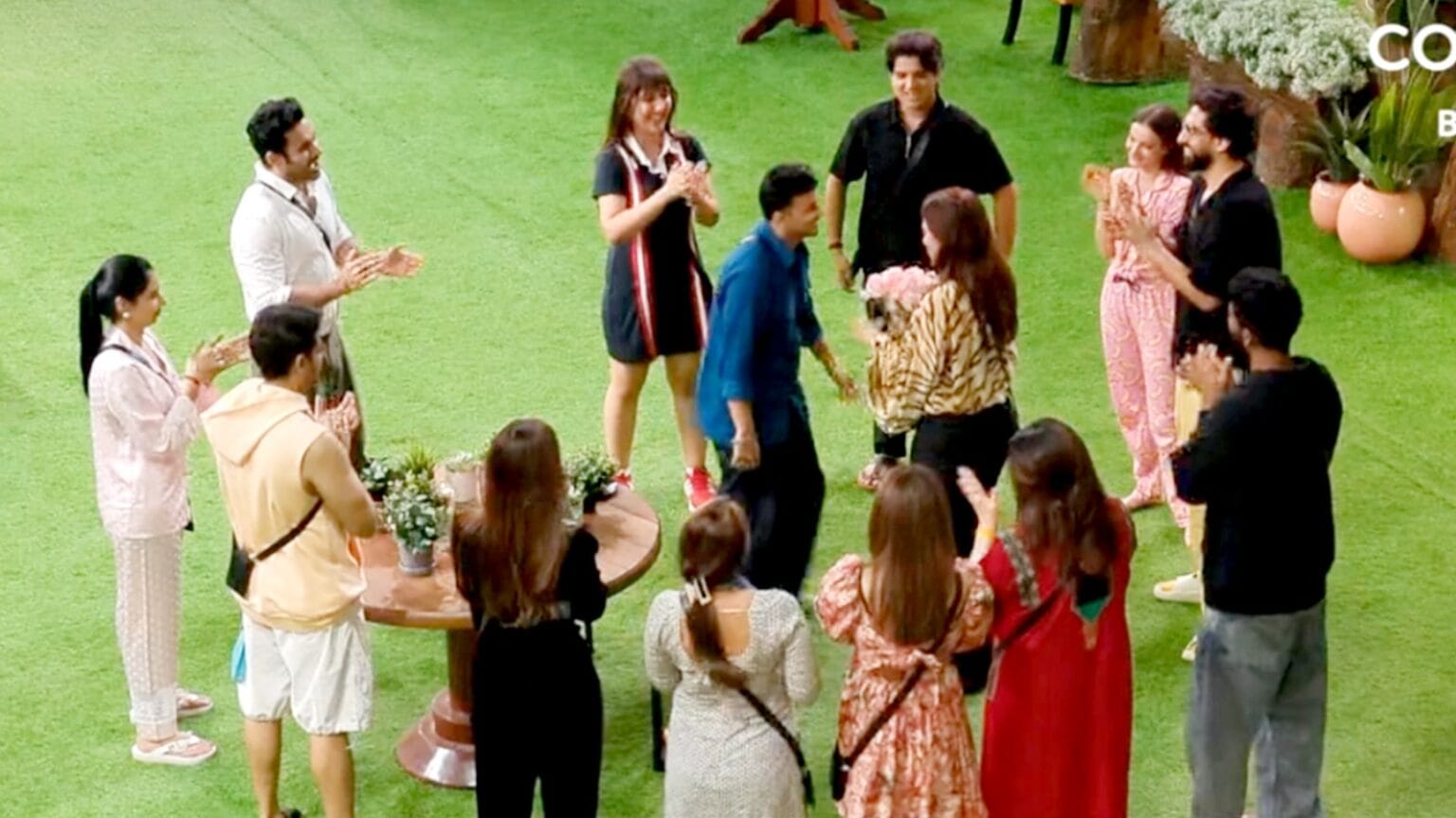 bigg boss 19 love in the limelight awez darbar proposes to nagma mirajkar in the house