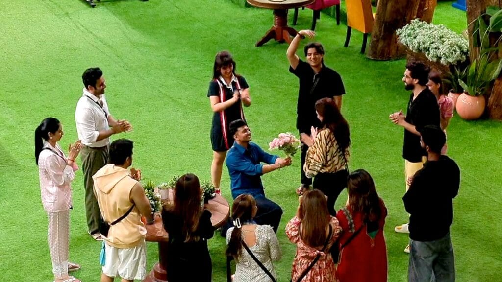 love in the limelight awez darbar proposes to nagma mirajkar in the bigg boss house